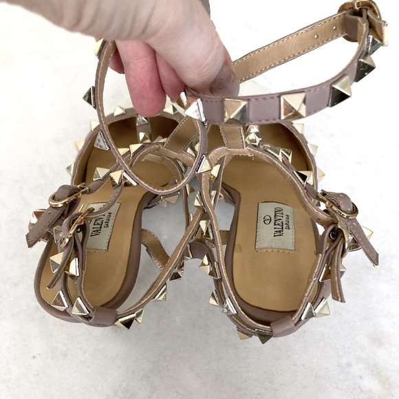 Valentino Garavani Rockstud caged pump ankle strap high heel leather shoes white - Picture 7 of 16